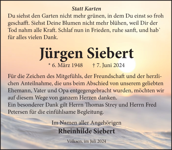 Traueranzeige von Jürgen Siebert von Neue Deister-Zeitung