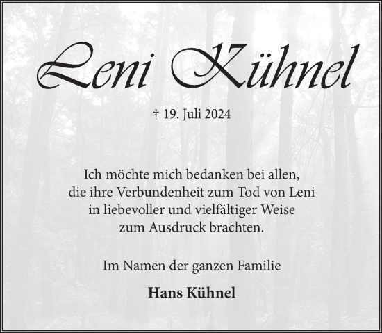 Traueranzeige von Leni Kühnel von Neue Deister-Zeitung