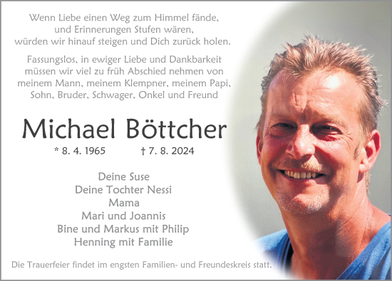 Traueranzeige von Michael Böttcher von Deister- und Weserzeitung