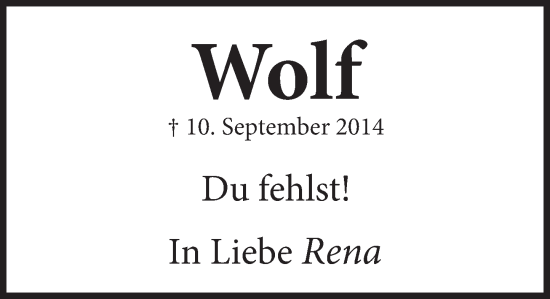 Traueranzeige von Wolf  von Neue Deister-Zeitung