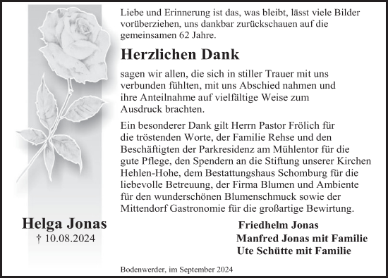 Traueranzeige von Helga Jonas von Deister- und Weserzeitung