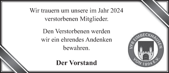 Traueranzeige von Im Gedenken  2024 von Neue Deister-Zeitung