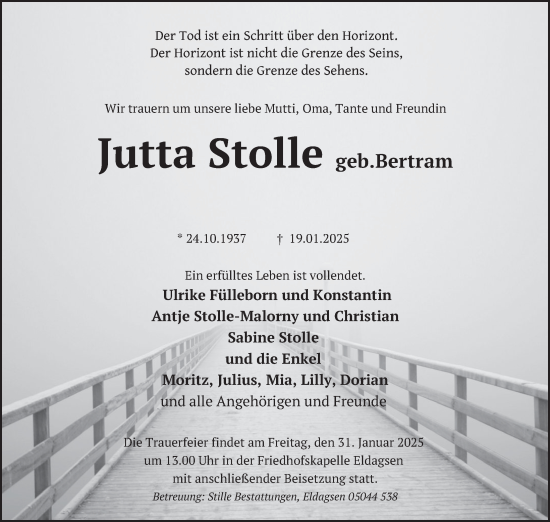 Traueranzeige von Jutta Stolle von Neue Deister-Zeitung