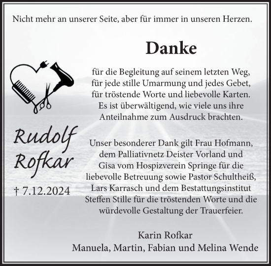 Traueranzeige von Rudolf Rofkar von Neue Deister-Zeitung