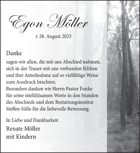 Traueranzeige von Egon Möller von Neue Deister-Zeitung