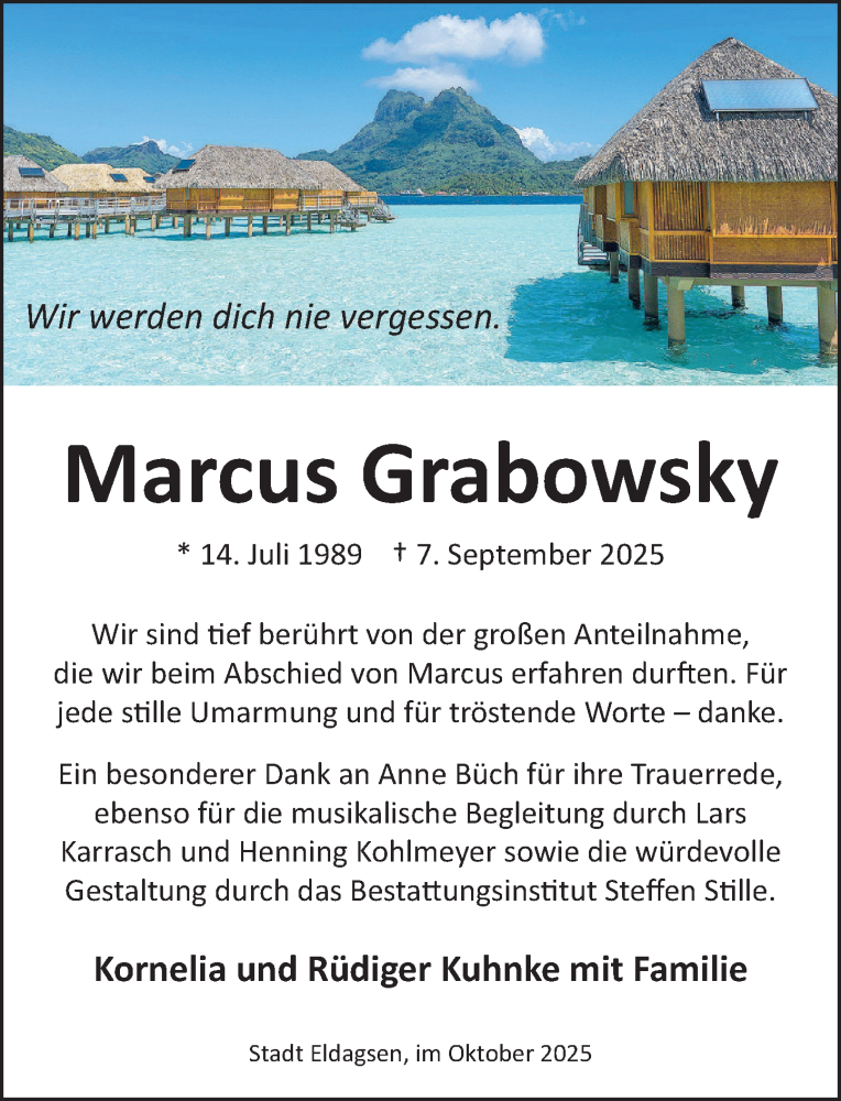 Traueranzeige für Marcus Grabowsky vom 11.10.2025 aus Neue Deister-Zeitung