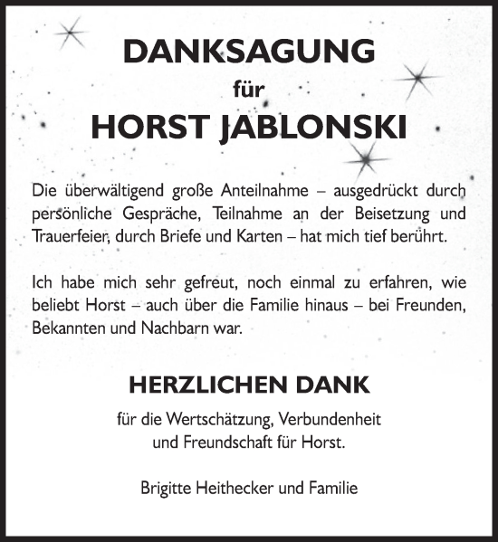 Traueranzeige von Horst Jablonski von Deister- und Weserzeitung