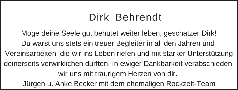  Traueranzeige für Dirk Behrendt vom 13.12.2025 aus Neue Deister-Zeitung