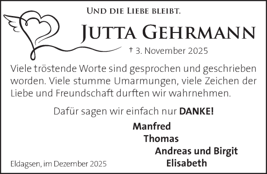 Traueranzeige von Jutta Gehrmann von Neue Deister-Zeitung