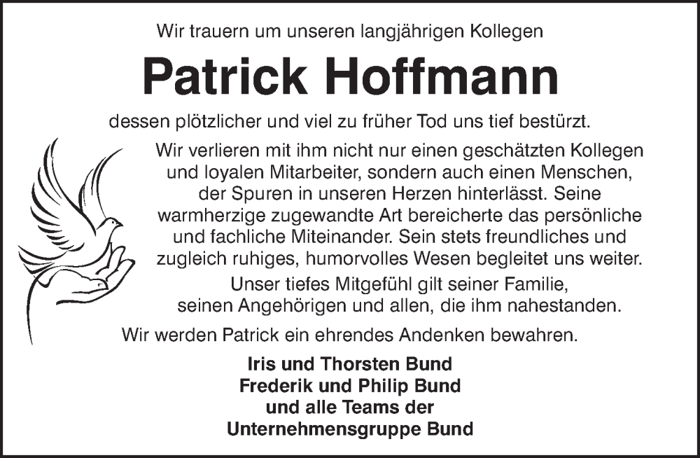  Traueranzeige für Patrick Hoffmann vom 06.12.2025 aus Neue Deister-Zeitung