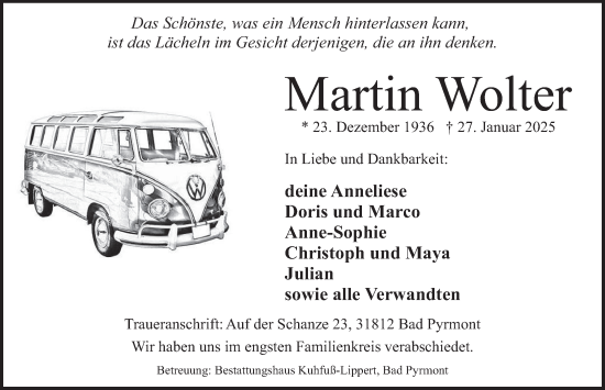 Traueranzeige von Martin Wolter von Deister- und Weserzeitung