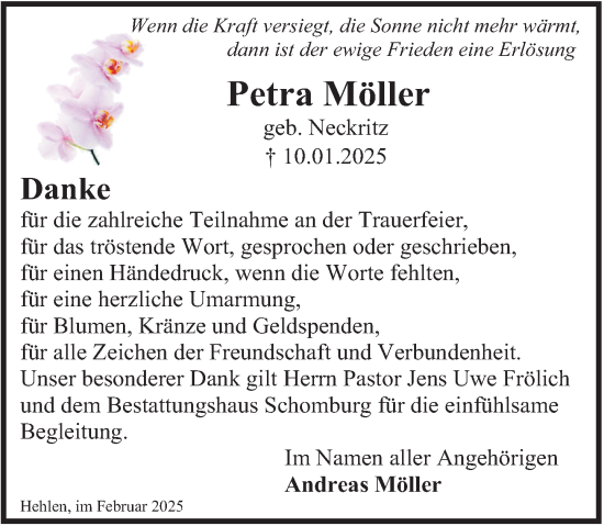 Traueranzeige von Petra Möller von Deister- und Weserzeitung