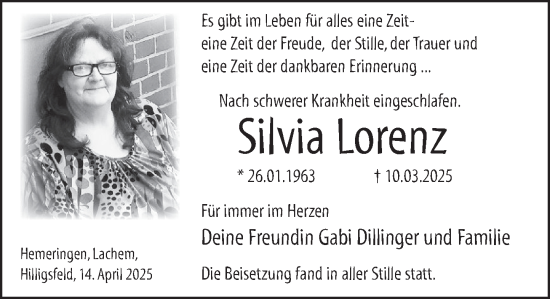Traueranzeige von Silvia Lorenz von Deister- und Weserzeitung
