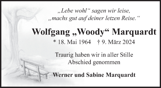 Traueranzeige von Wolfgang Marquardt von Neue Deister-Zeitung