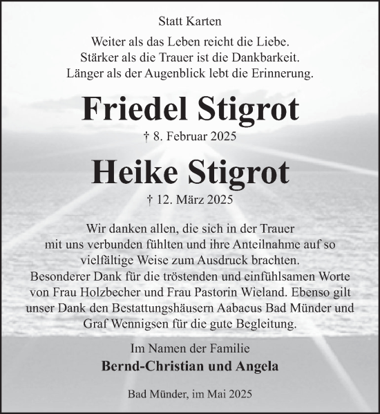 Traueranzeige von Friedel Stigrot von Neue Deister-Zeitung