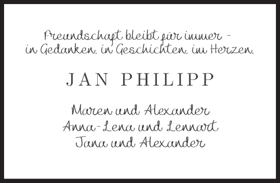 Traueranzeige von Jan Philipp Rathing von Deister- und Weserzeitung