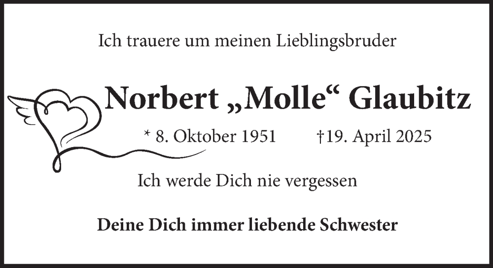  Traueranzeige für Norbert Glaubitz vom 10.05.2025 aus Neue Deister-Zeitung