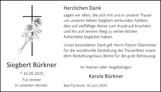 Traueranzeige von Siegbert Bürkner von Deister- und Weserzeitung