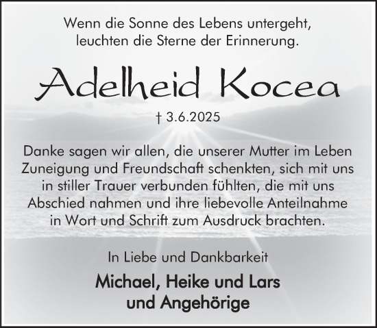 Traueranzeige von Adelheid Kocea von Deister- und Weserzeitung