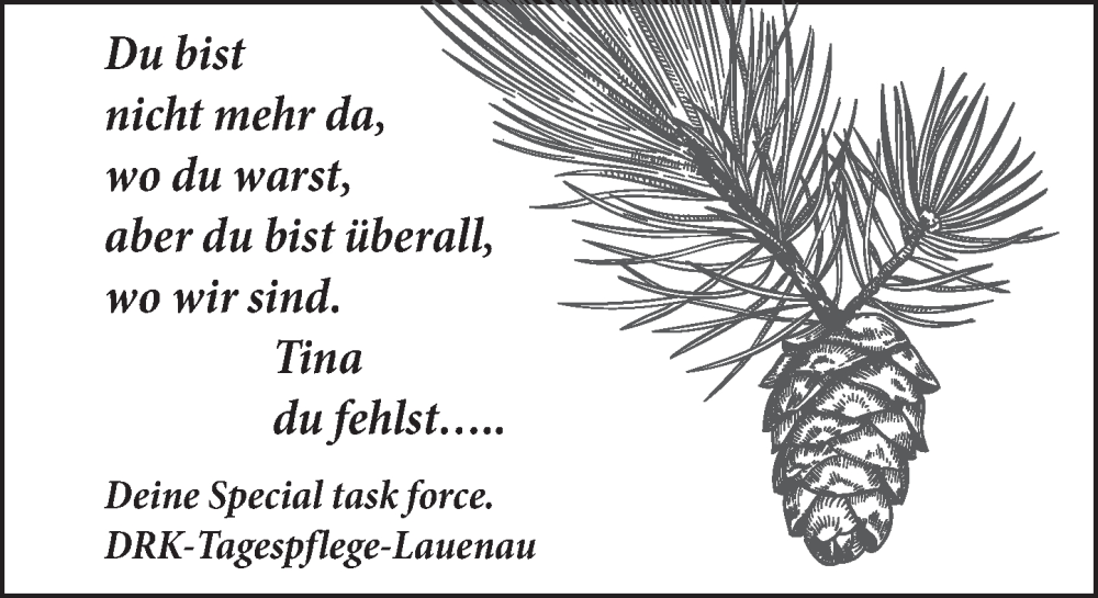  Traueranzeige für Christina Schütte  vom 29.07.2025 aus Neue Deister-Zeitung
