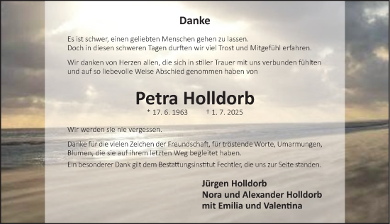 Traueranzeige von Petra Holldorb von Deister- und Weserzeitung