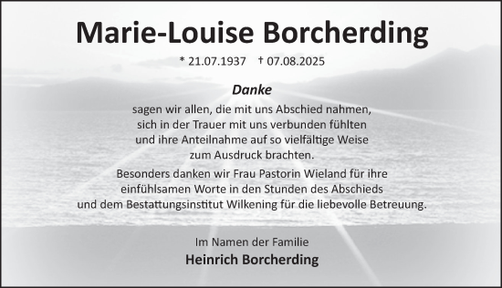 Traueranzeige von Marie-Louise Borcherding von Neue Deister-Zeitung