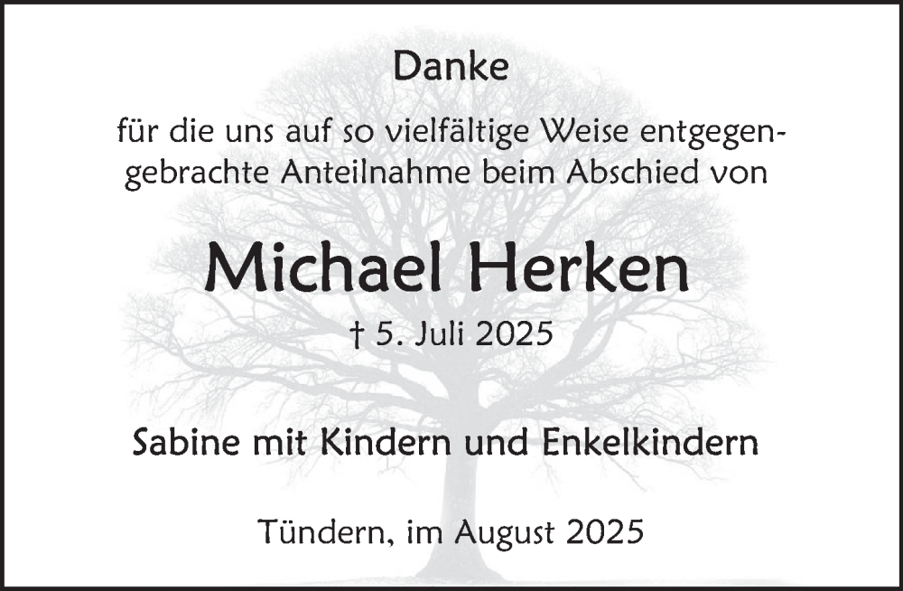  Traueranzeige für Michael Herken vom 16.08.2025 aus Deister- und Weserzeitung