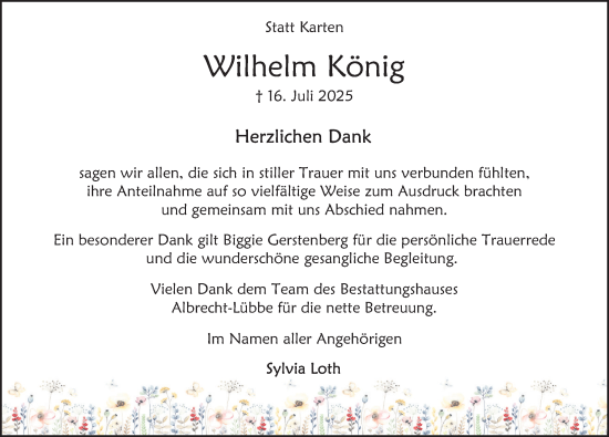 Traueranzeige von Wilhelm König von Deister- und Weserzeitung