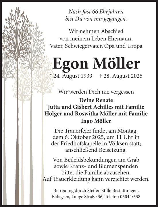 Traueranzeige von Egon Möller von Neue Deister-Zeitung