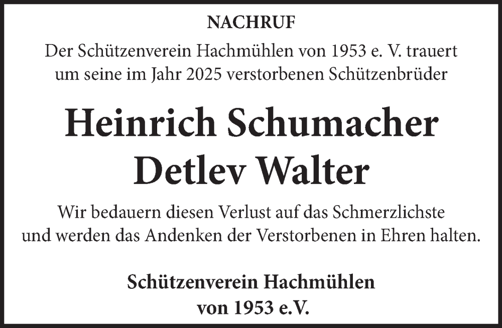  Traueranzeige für Detlev Walter vom 24.01.2026 aus Neue Deister-Zeitung