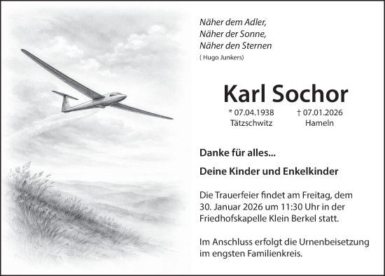 Traueranzeige von Karl Sochor von Deister- und Weserzeitung