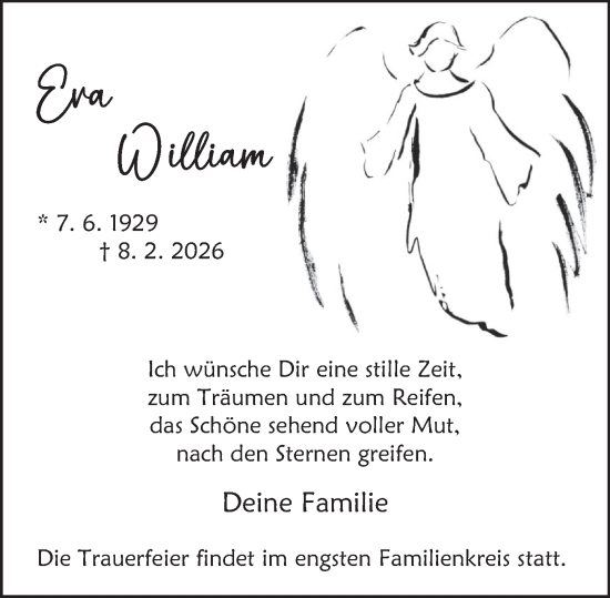 Traueranzeige von Eva William von Deister- und Weserzeitung